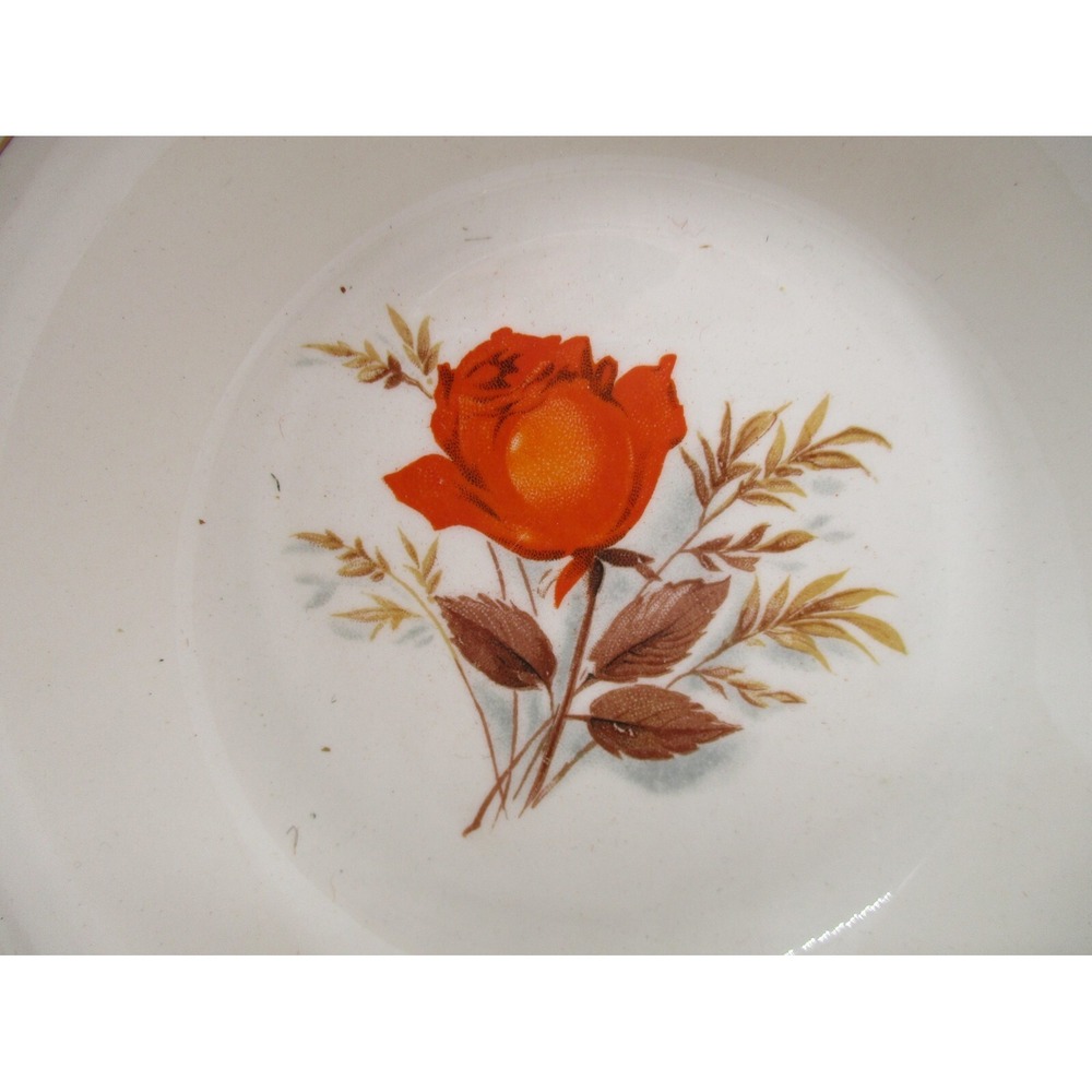Triumph American Limoges-Vermillion Rose 9 @ 6" Bowls Sebring Ohio 22k - Picture 3 of 6